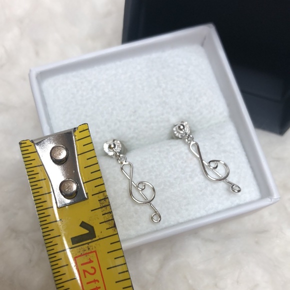 Treble clef earrings silver - Picture 2 of 3